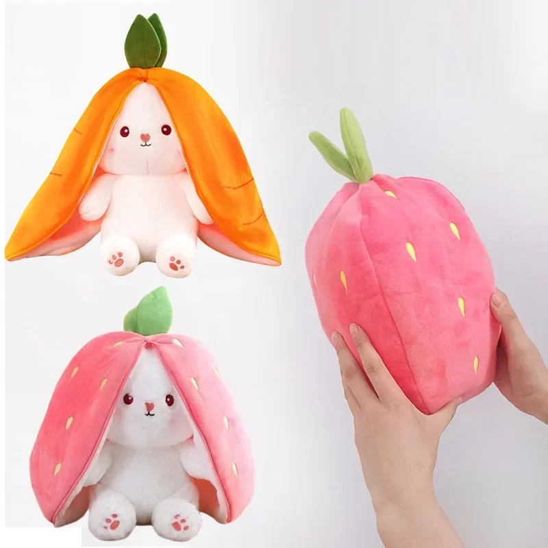 Cute Bunny Plush Toy – Strawberry & Carrot Rabbit Stuffed Doll for Kids