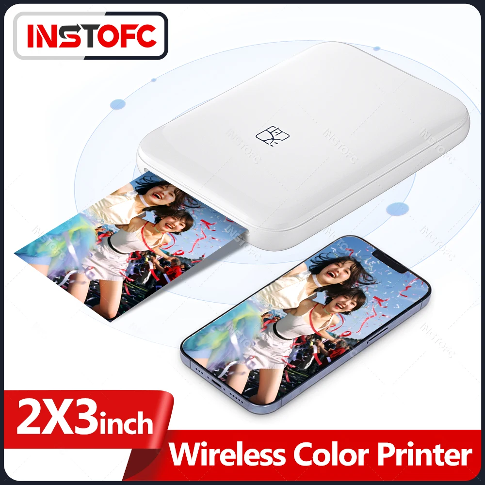 Portable Bluetooth Photo Printer – Mini Wireless Pocket Printer for 2×3 Inch Sticky Paper