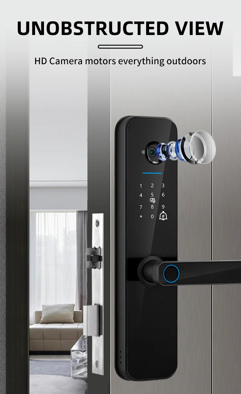 Smart Fingerprint Door Lock with Camera – WiFi Digital Lock with Indoor Display - Image 4