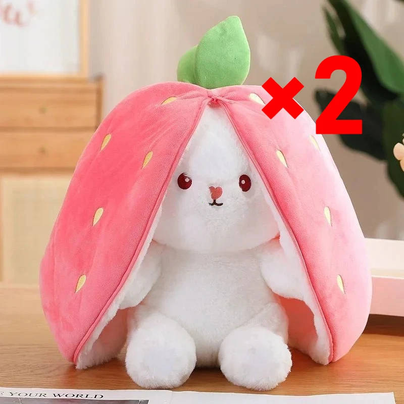 Cute Bunny Plush Toy – Strawberry & Carrot Rabbit Stuffed Doll for Kids - Image 9