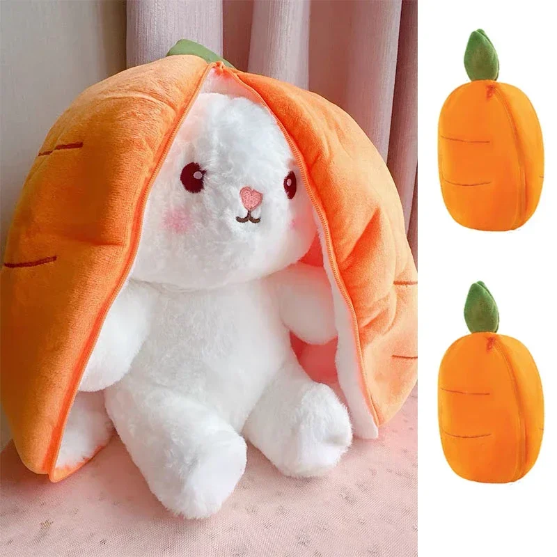 Cute Bunny Plush Toy – Strawberry & Carrot Rabbit Stuffed Doll for Kids - Image 2