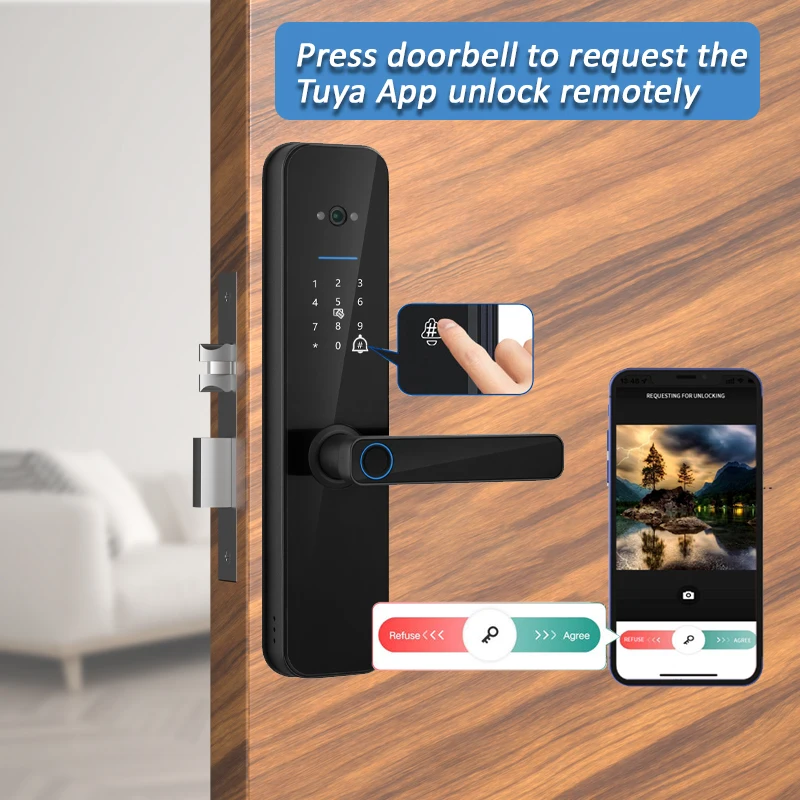 Smart Fingerprint Door Lock with Camera – WiFi Digital Lock with Indoor Display - Image 2