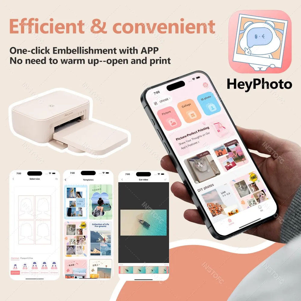 Mini Color Photo Printer – 300 DPI Wireless Instant Photo Printer with Paper & Ribbon - Image 3
