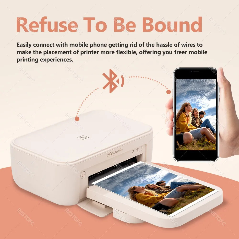 Mini Color Photo Printer – 300 DPI Wireless Instant Photo Printer with Paper & Ribbon - Image 2