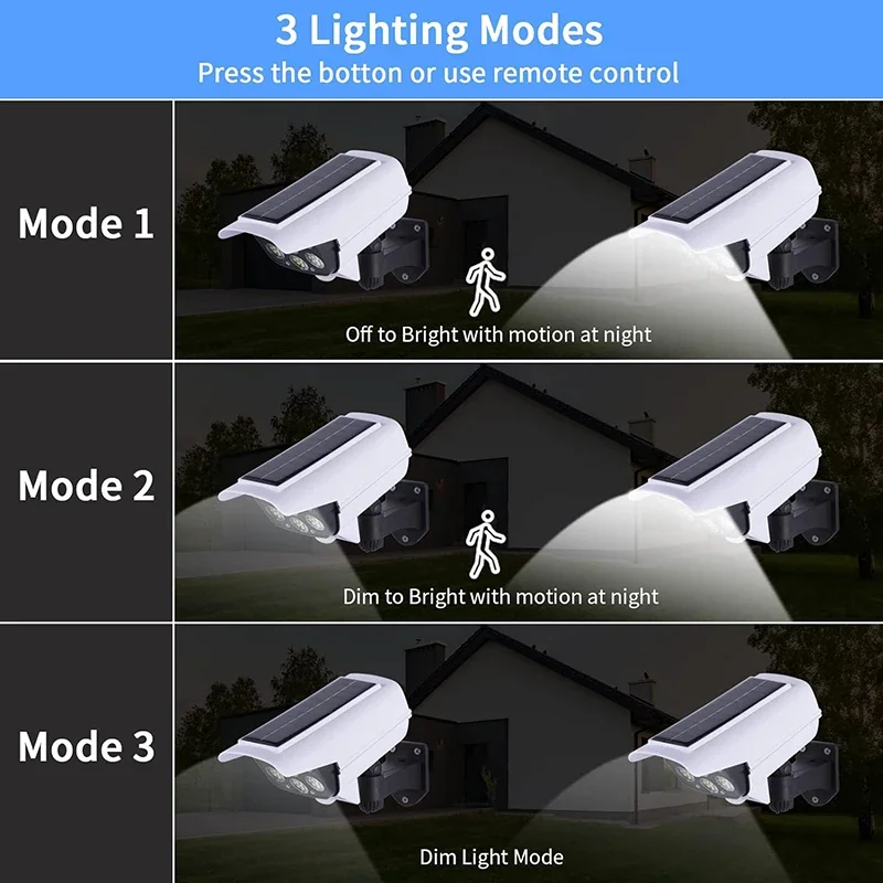 Solar LED Security Light with Dummy Camera – Motion Sensor Outdoor Night Light, IP65 Waterproof - Image 2