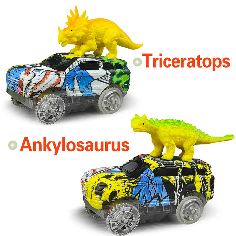 Electric Dinosaur Flexible Track Toy Set – Bendable Race Track with Light-Up Ca - Image 12
