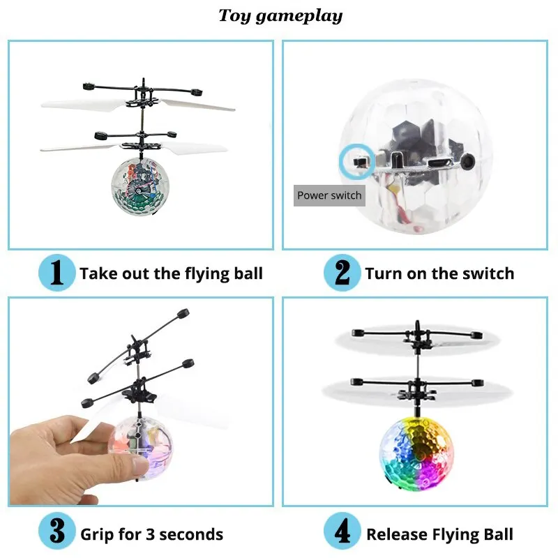 LED Gesture Control Flying Ball Toy – Infrared RC Crystal Light Toy for Kids - Image 2