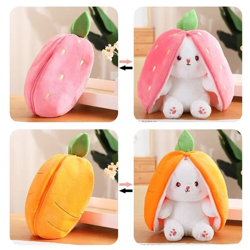 Cute Bunny Plush Toy – Strawberry & Carrot Rabbit Stuffed Doll for Kids - Image 6