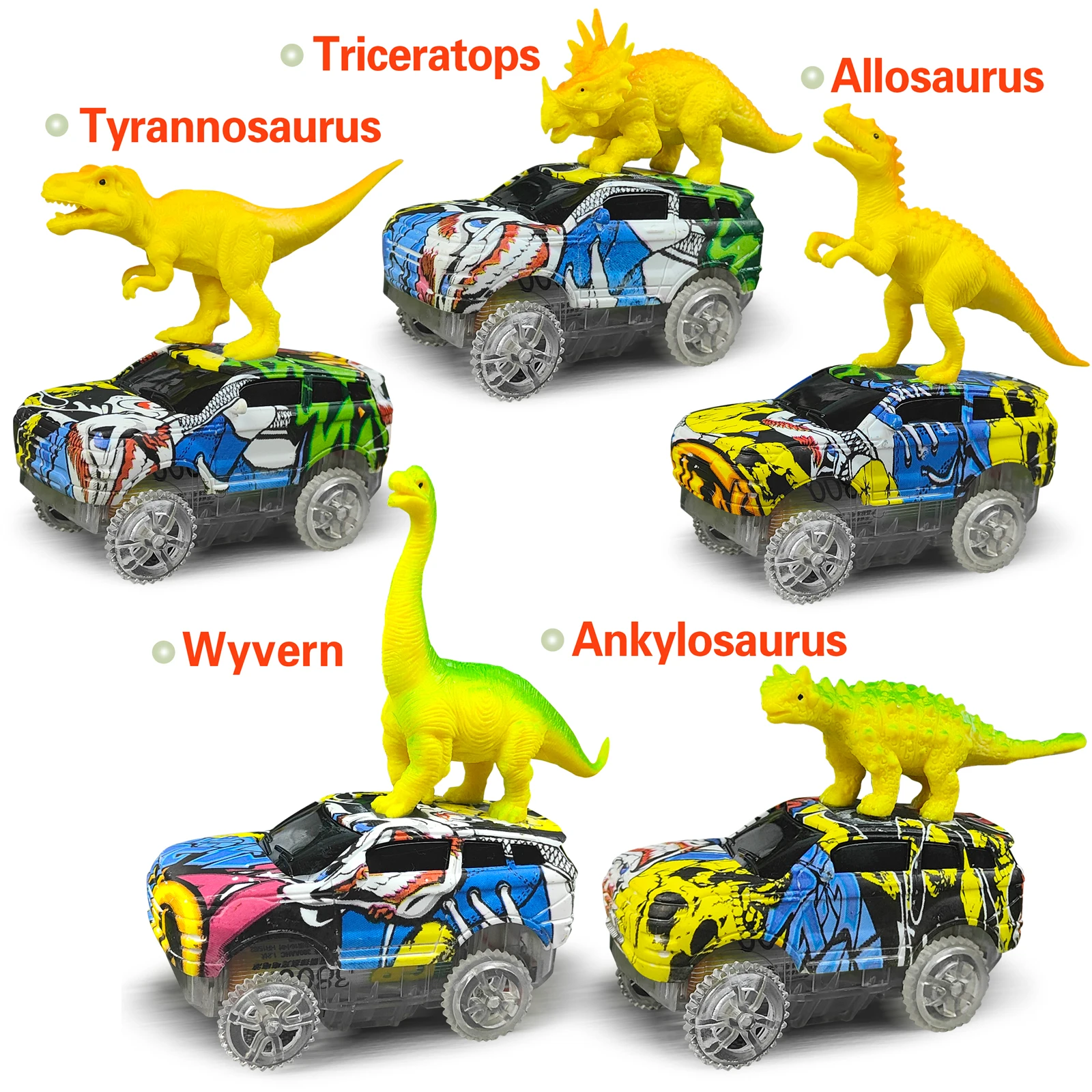Electric Dinosaur Flexible Track Toy Set – Bendable Race Track with Light-Up Ca - Image 3