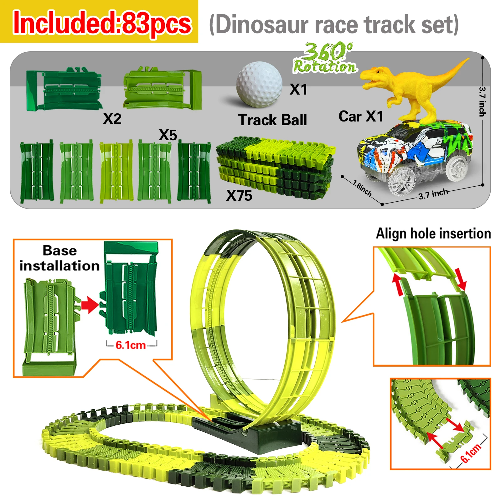 Electric Dinosaur Flexible Track Toy Set – Bendable Race Track with Light-Up Ca - Image 7
