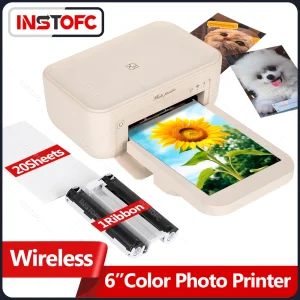 Mini Color Photo Printer – 300 DPI Wireless Instant Photo Printer with Paper & Ribbon