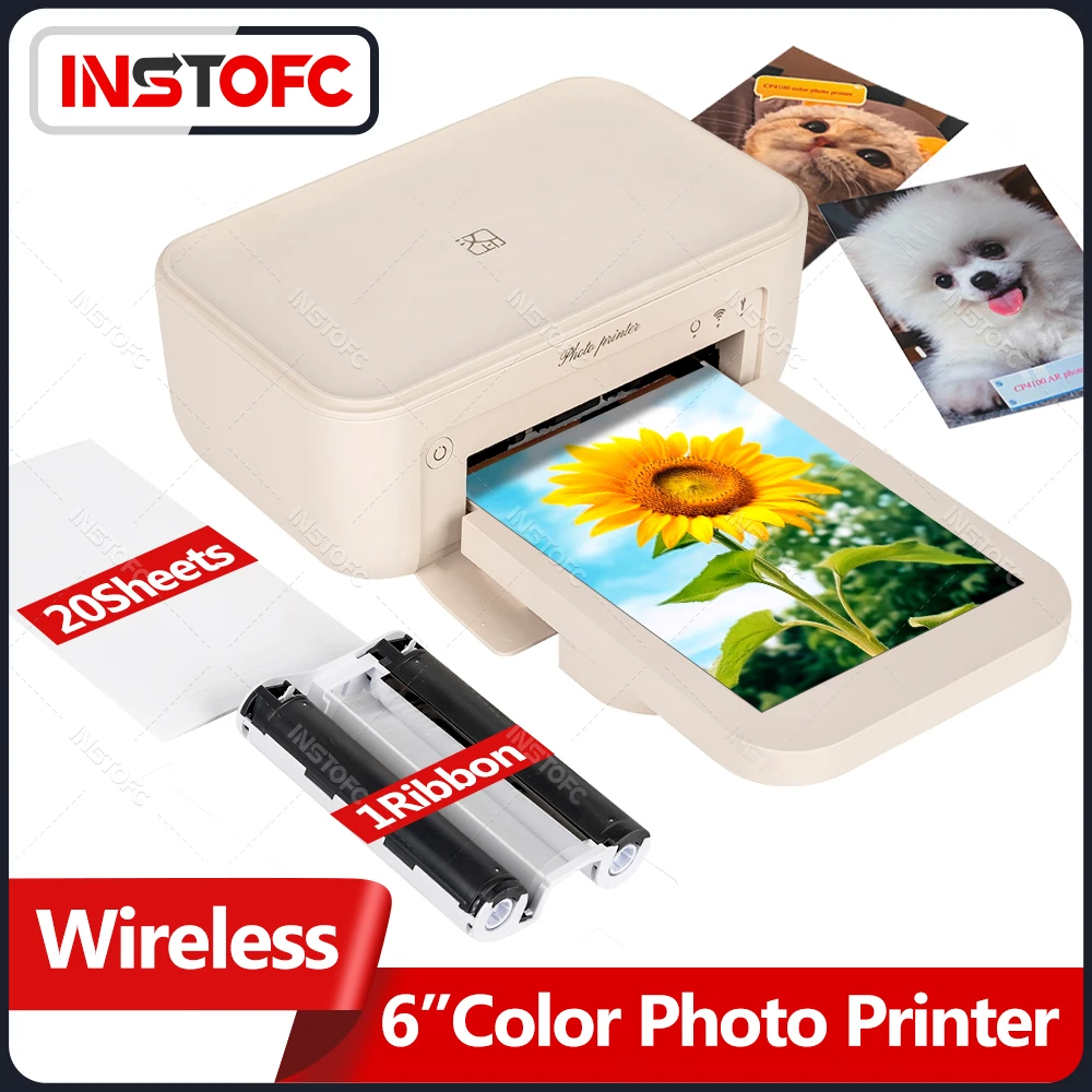 Mini Color Photo Printer – 300 DPI Wireless Instant Photo Printer with Paper & Ribbon