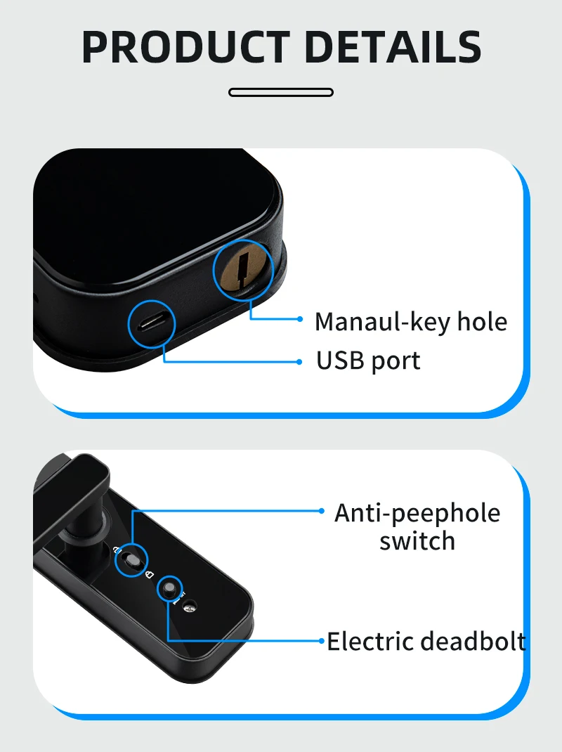 Smart Fingerprint Door Lock with Camera – WiFi Digital Lock with Indoor Display - Image 6