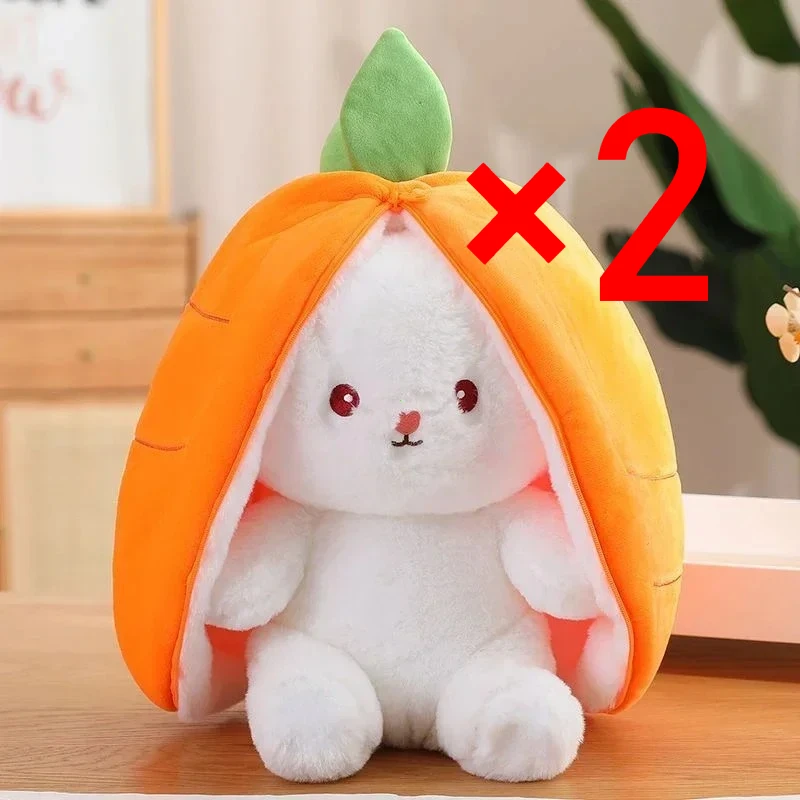 Cute Bunny Plush Toy – Strawberry & Carrot Rabbit Stuffed Doll for Kids - Image 7