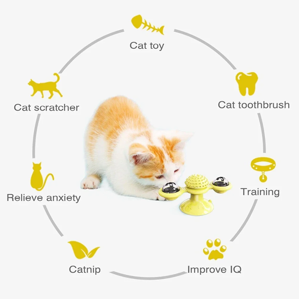 Interactive Windmill Cat Toy with Rotating Turntable – Puzzle Teasing Toy for Kittens & Adult Cats - Image 2
